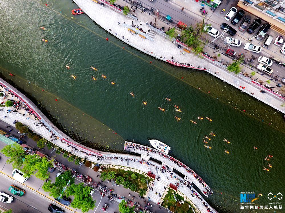 律动中国|千余名游泳爱好者畅游许昌护城河